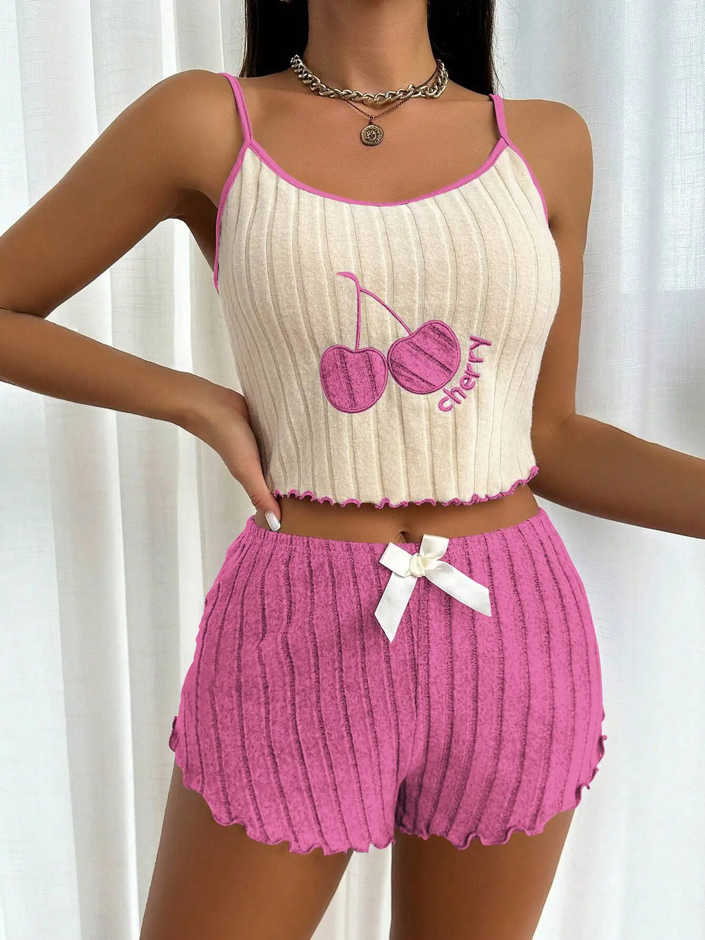 New 2pcs Pajamas Set for Women Casual Simple Ground Wool Halter Vest Shorts Set Home Wear Sleepwear Loungerwear