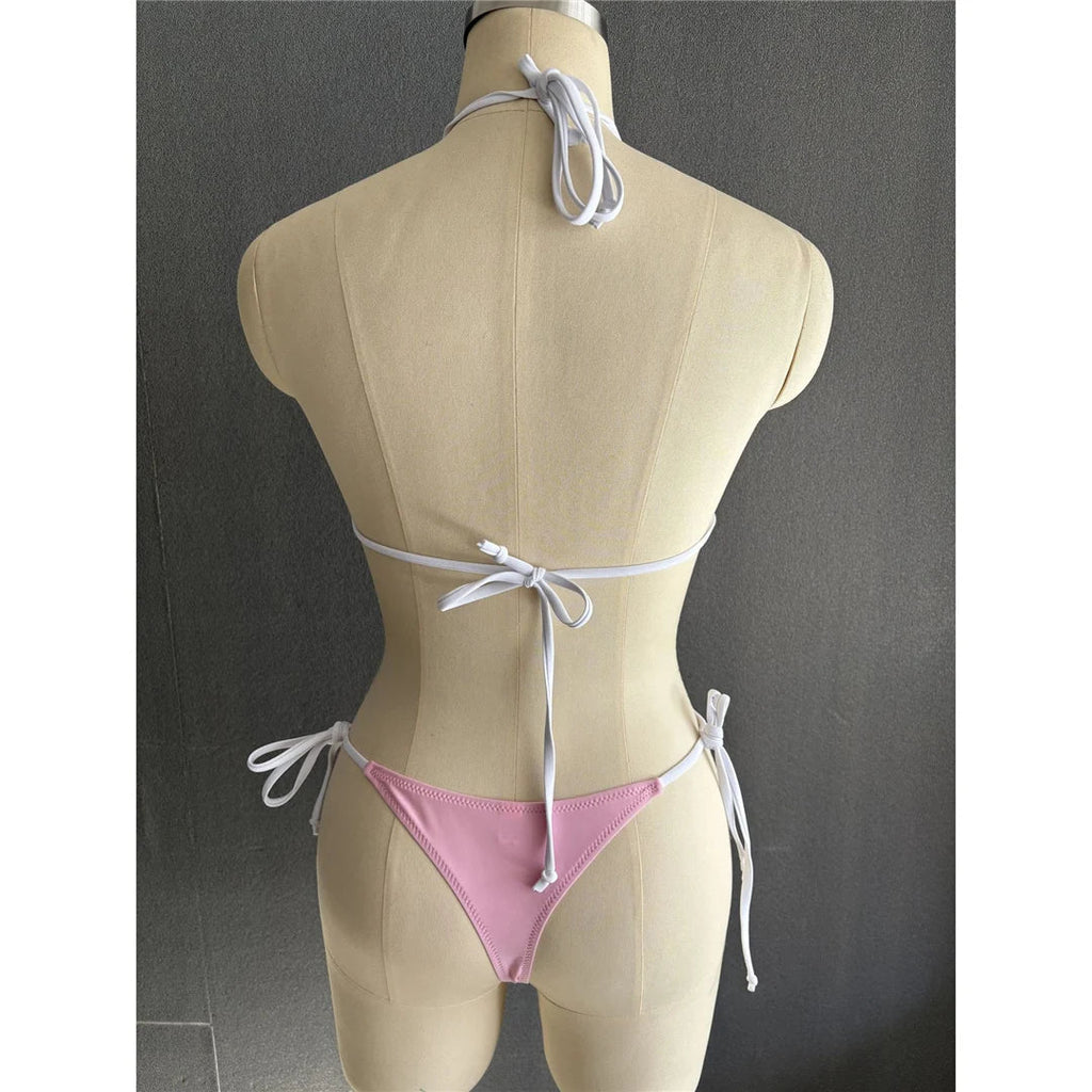 S - XL Sexy Halter Strappy High Cut Bikini Women Swimwear Female Swimsuit Two-Pieces Bikini Set Bather Bathing Suit Swim V6244