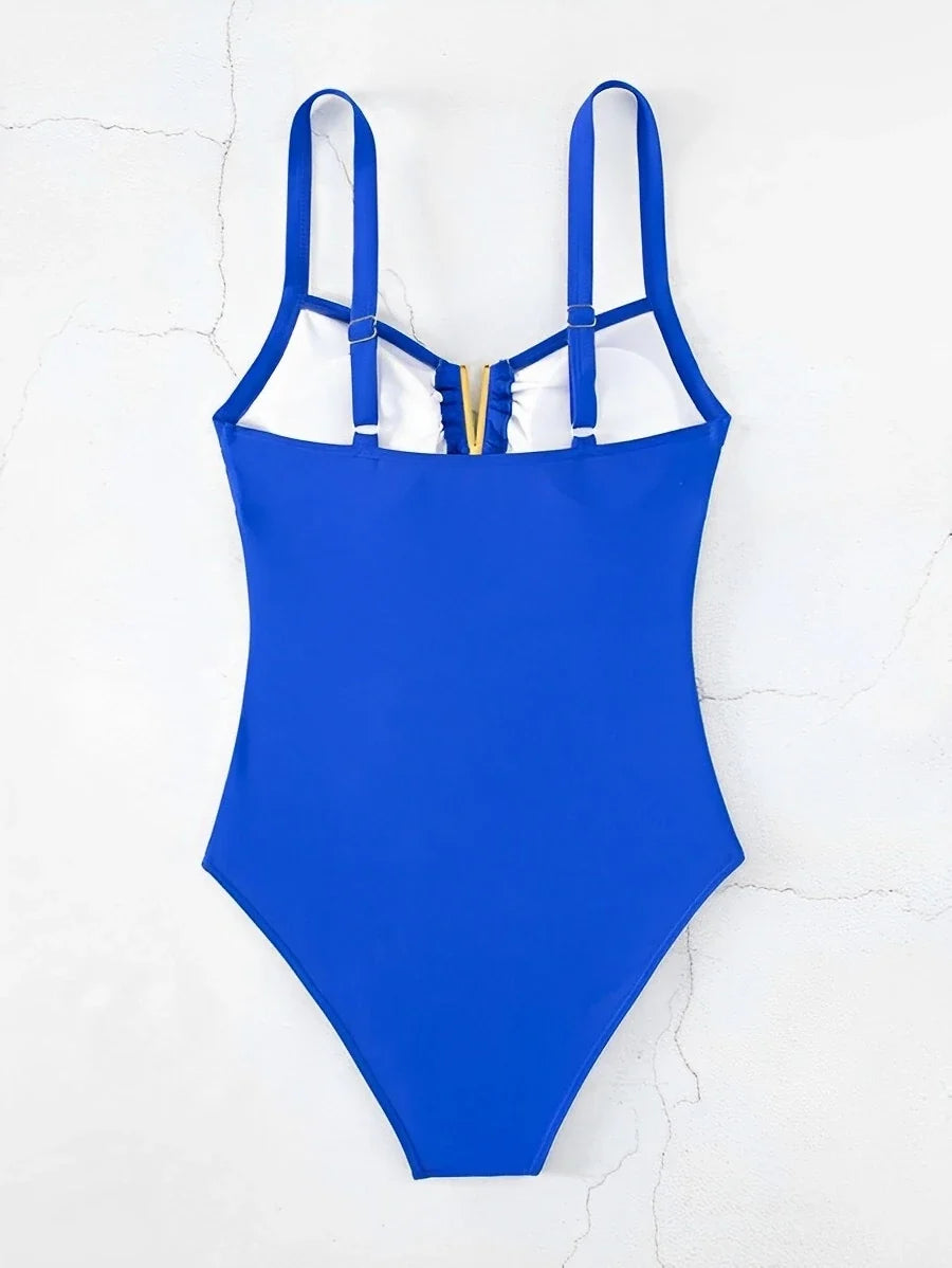 2026 Cut Out Ruched Front Swimsuit One Piece Swimwear Women Sexy Bathers Bathing Swimming Swim Suit Female Beachwear XXL