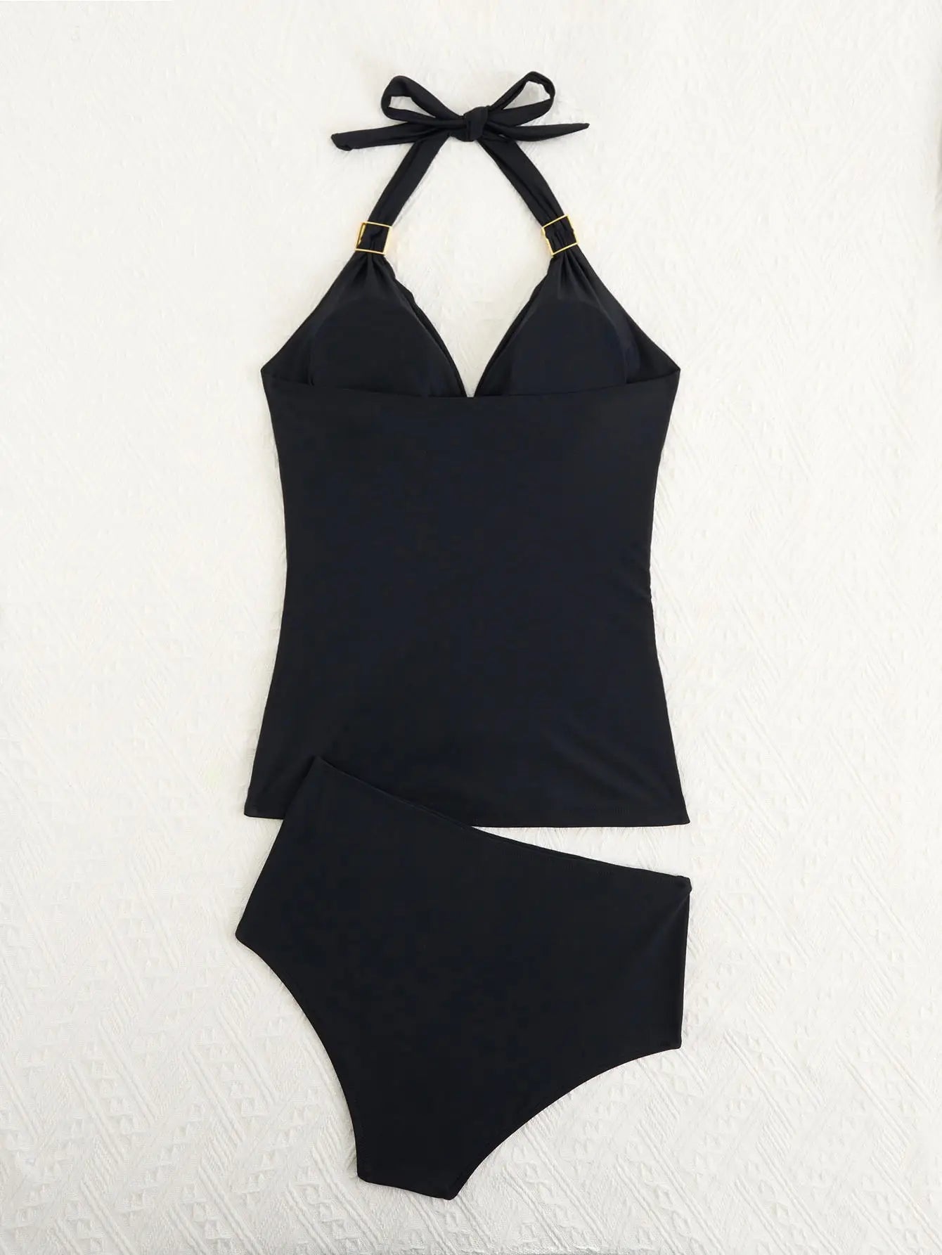 2026 Halter Tankini Set 2 Pieces Solid Swimwear Female Black Swimsuit Women Bathers Bathing Swimming Swim Suit Beachwear