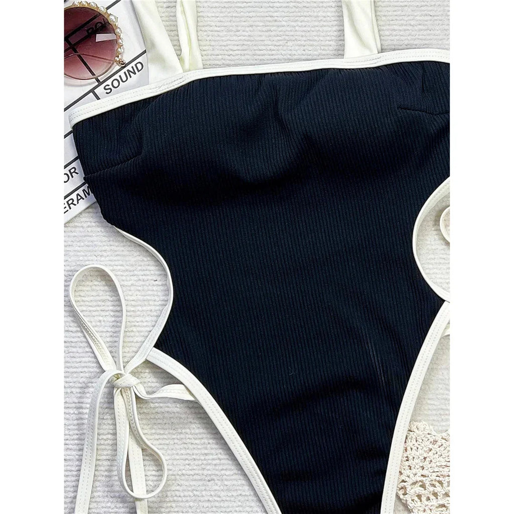 2026 Ribbed Strappy Mini Micro Thong Women Swimwear One Piece Swimsuit Female High Cut Leg Padded Bather Bathing Suit Swim V6711