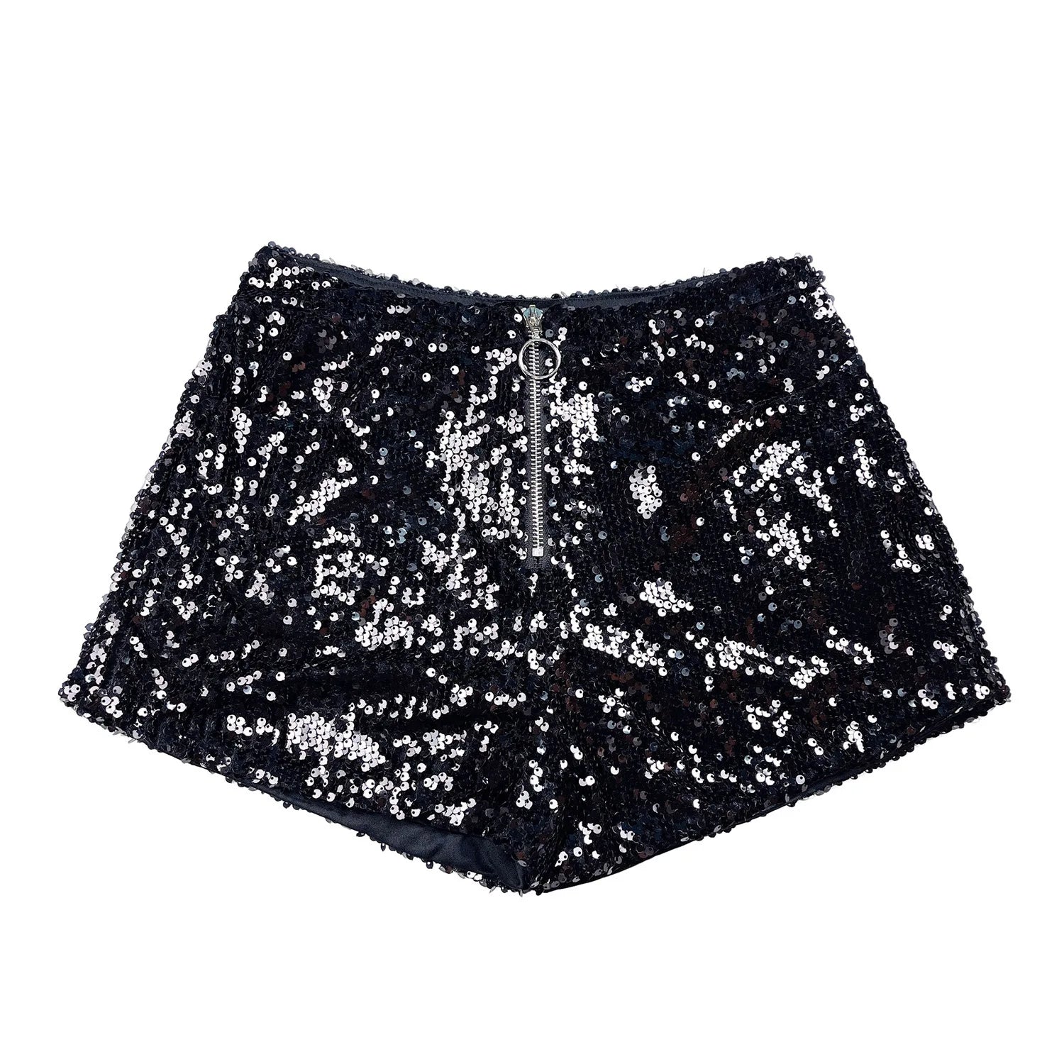 New Versatile Sequins High Waist Shorts Casual Shorts Bar Dance Performance Shorts Shine Zipper Sexy Pure Desire Nightclub XMWV