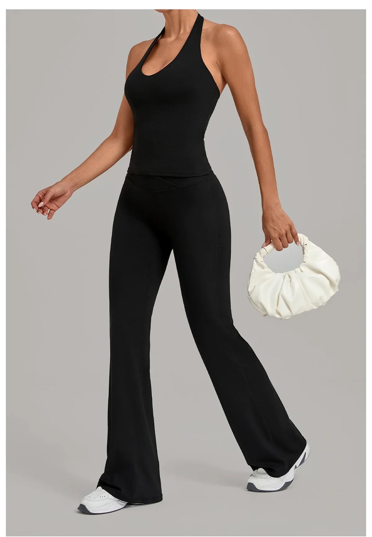 2PCS Yoga Suit Women Hanging Neck Slim Sports Tank Top Gym Tracksuit Outwear High Waist Leggings Workout Fitness Running Sets