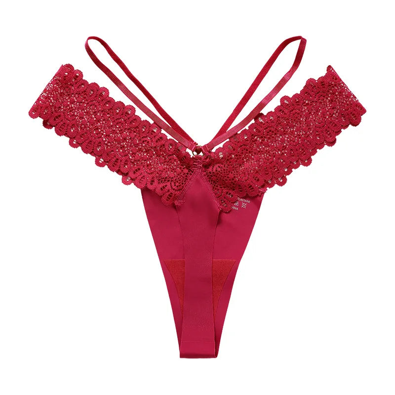 Lace Girls G String Thin Sexy Panties Seamless Women Briefs Ice Silk Thong Hollow Out Low Waist Underwear Female Lingerie