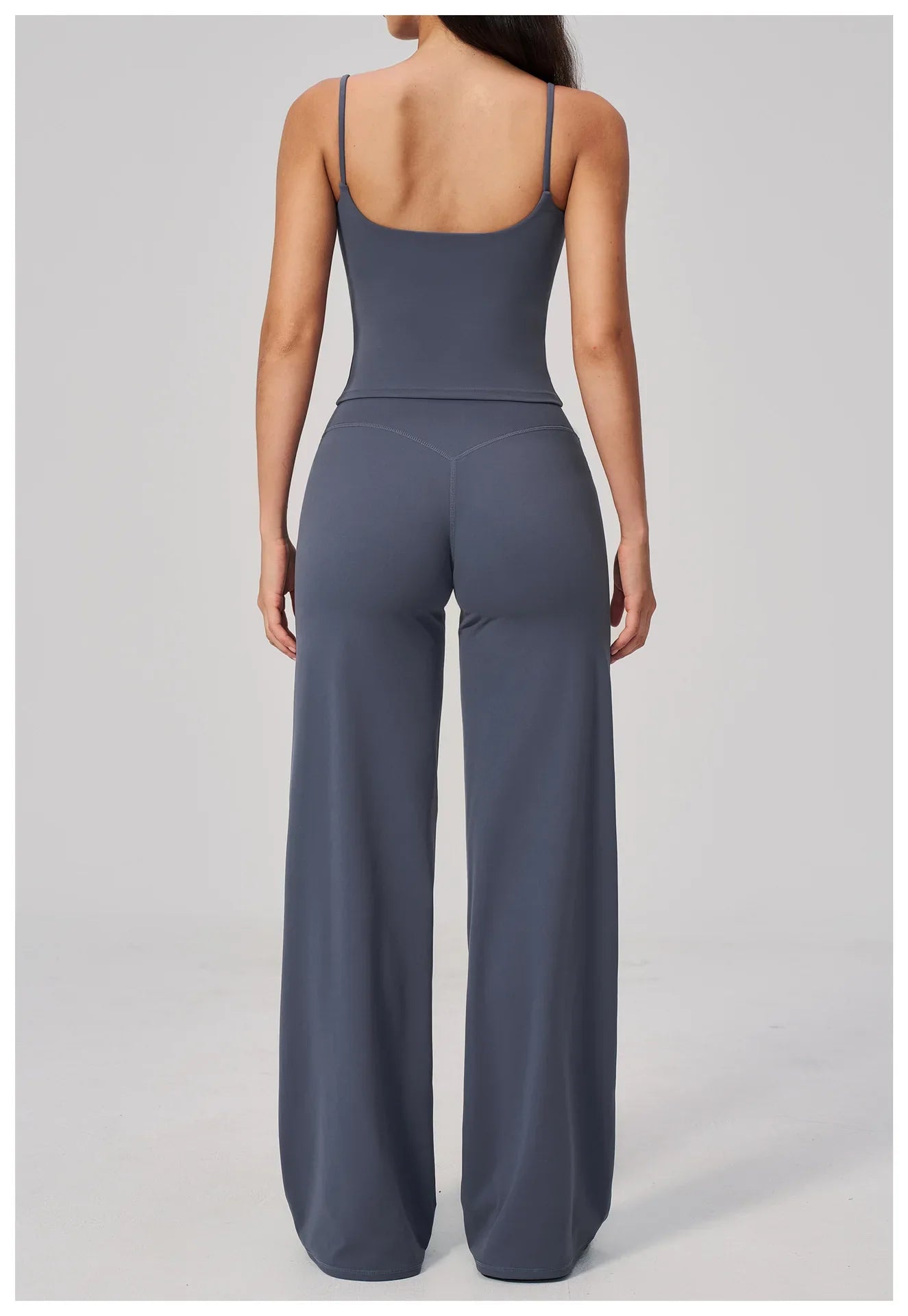 Yoga Suit Gym Fitness Set Hanging Neck Slim Sports Tank Top High Waist Wide Leg Pants Tracksuit Outdoor Running Athletic Wear