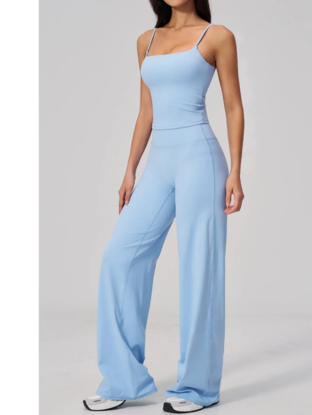 Yoga Suit Gym Fitness Set Hanging Neck Slim Sports Tank Top High Waist Wide Leg Pants Tracksuit Outdoor Running Athletic Wear
