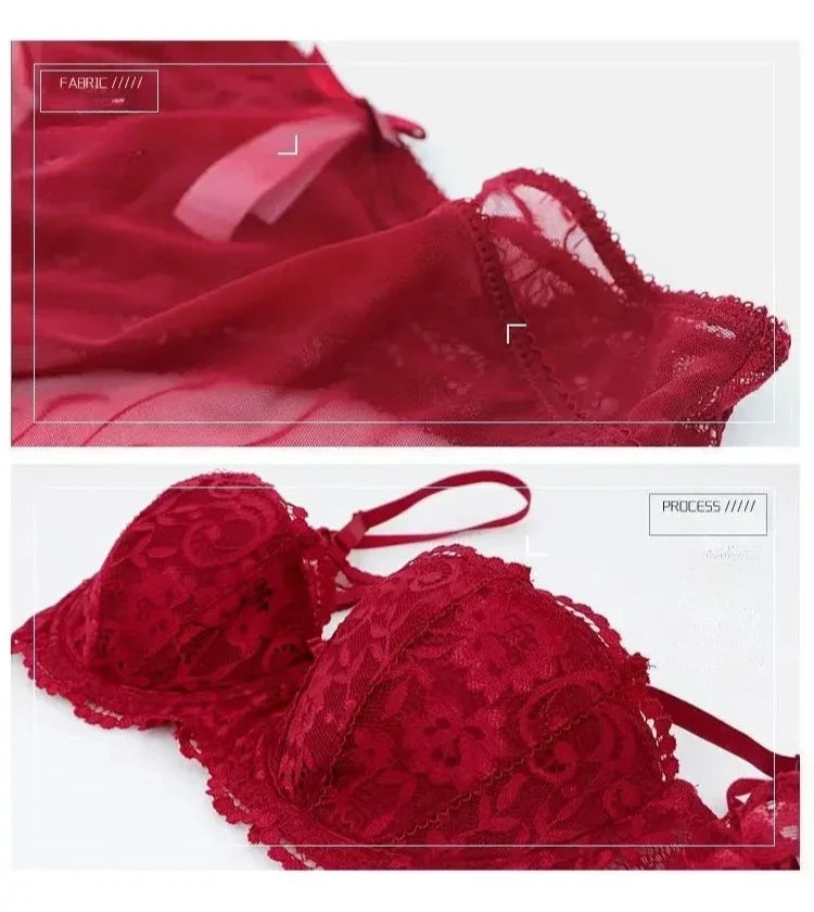Women's Bras Sexy Lace Half Cup Push Up French Style Lingerie Solid Soft Deep V Top Breathable Comfortable Closure Thin Bralette