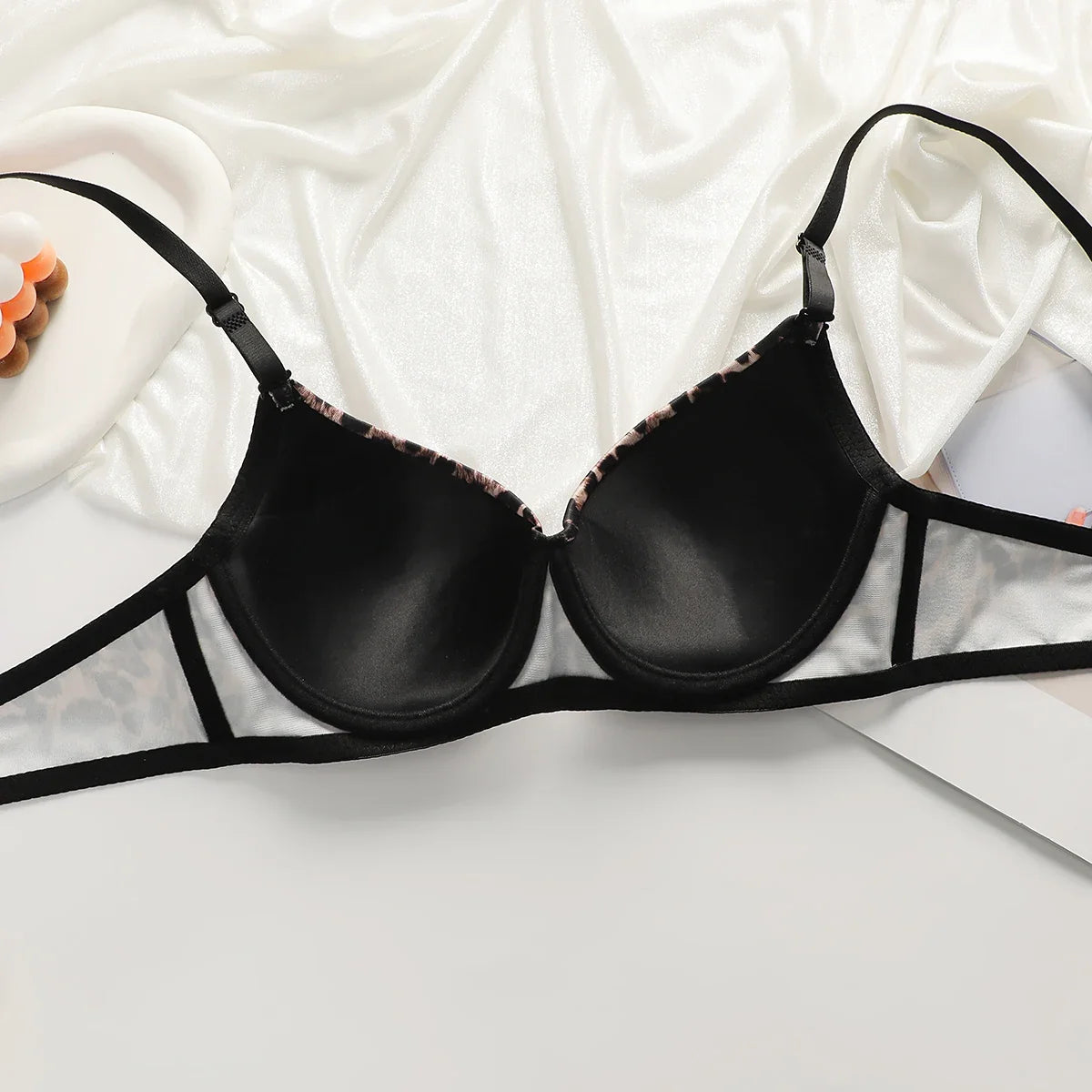 New leopard print European and American 3/4 cup lingerie paired with thong sexy women's underwear set push up bra B2087