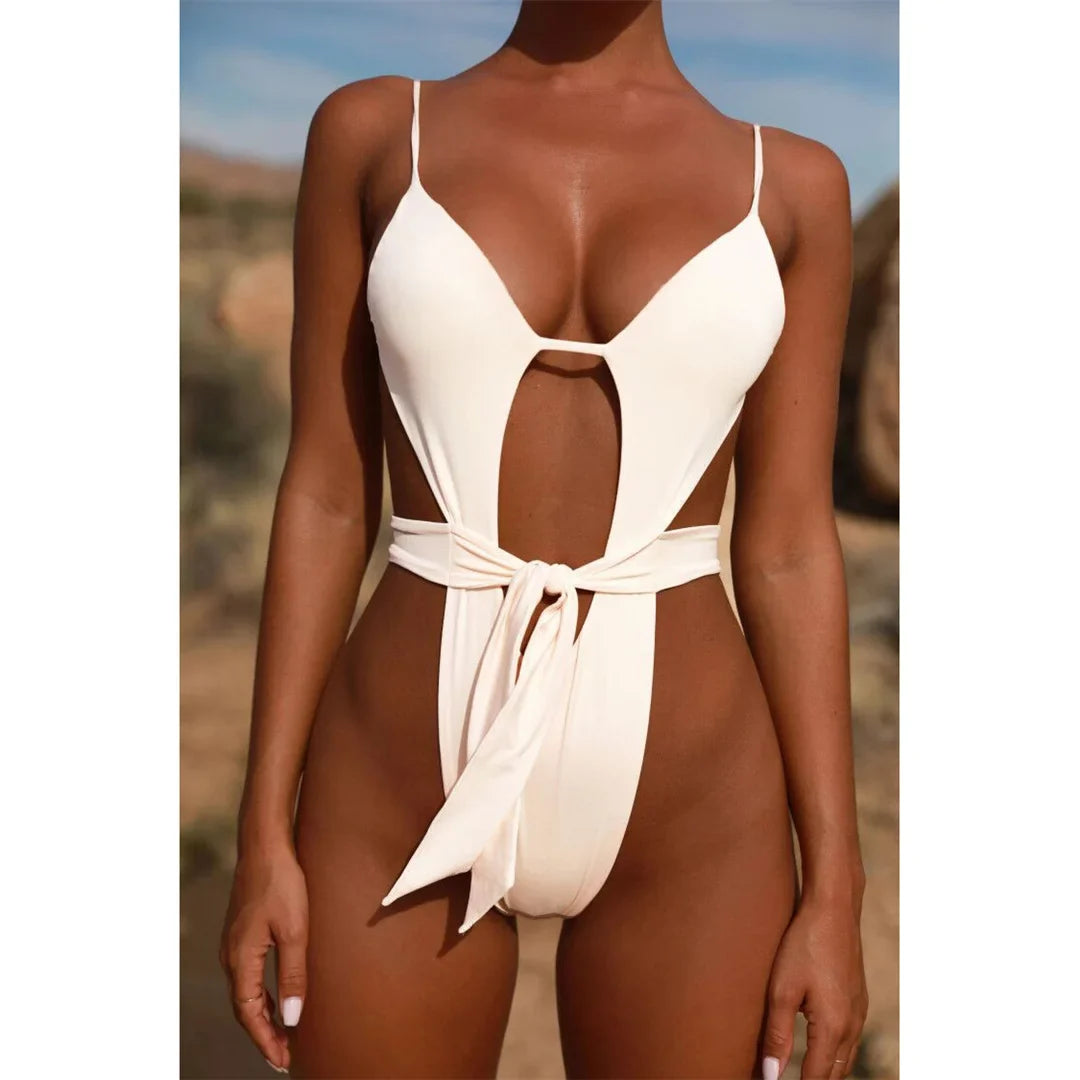 Sexy Cut Out Halter Trikini High Leg Cut One Piece Swimsuit Women Swimwear Female Monokini Padded Bather Bathing Suit Swim V7968