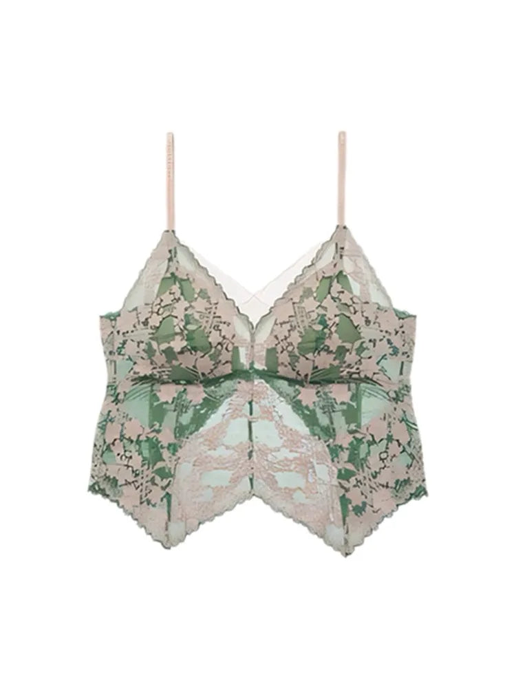 Sexy French Lace Halter Bra Summer Bralette Small Bust Wrinkle-Free Adjustable Straps Beauty Back Vest Wirefree Comfort Bra Set