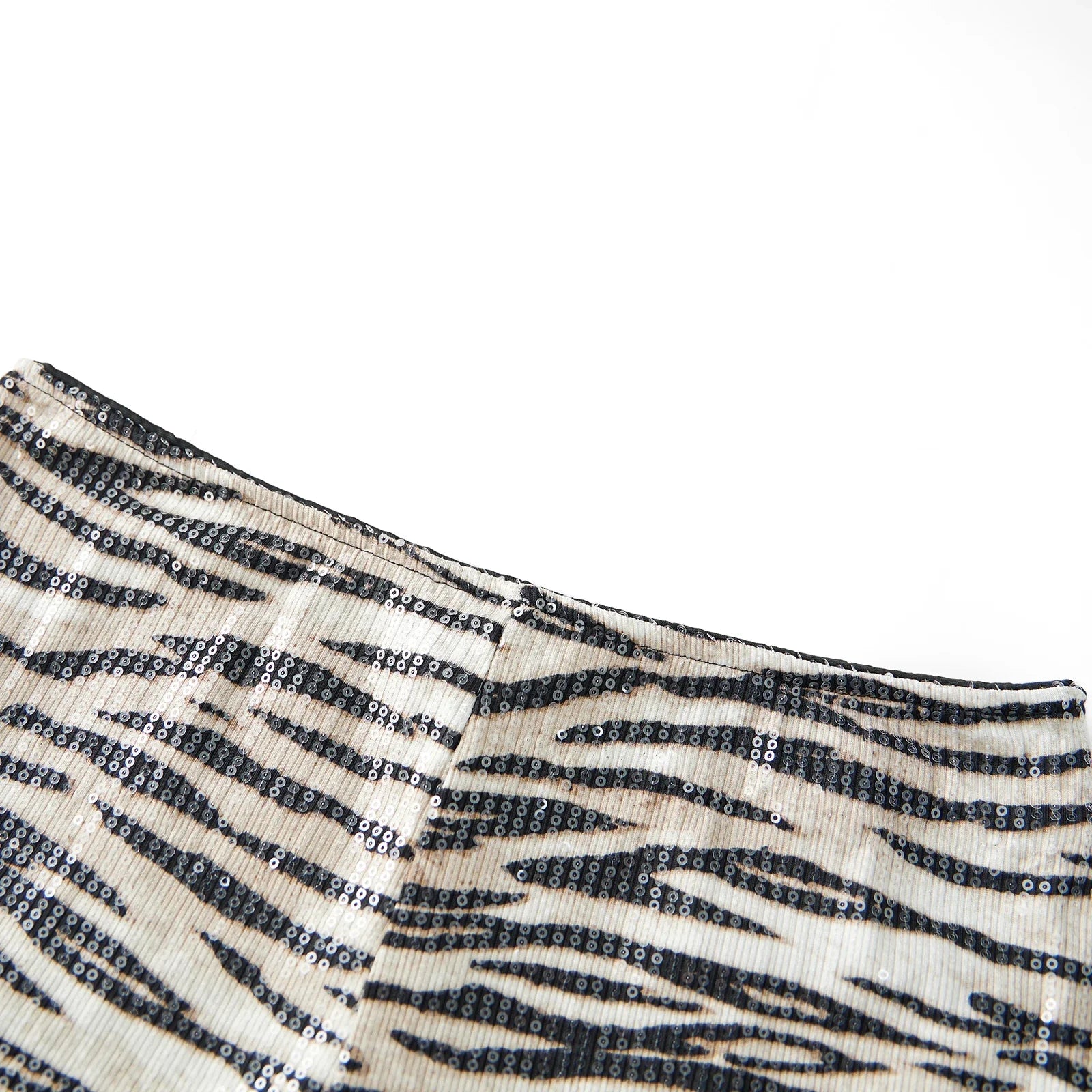Women's Summer Hot Shorts Zebra Print Low Waist Sequin Short Pants Streetwear for Party