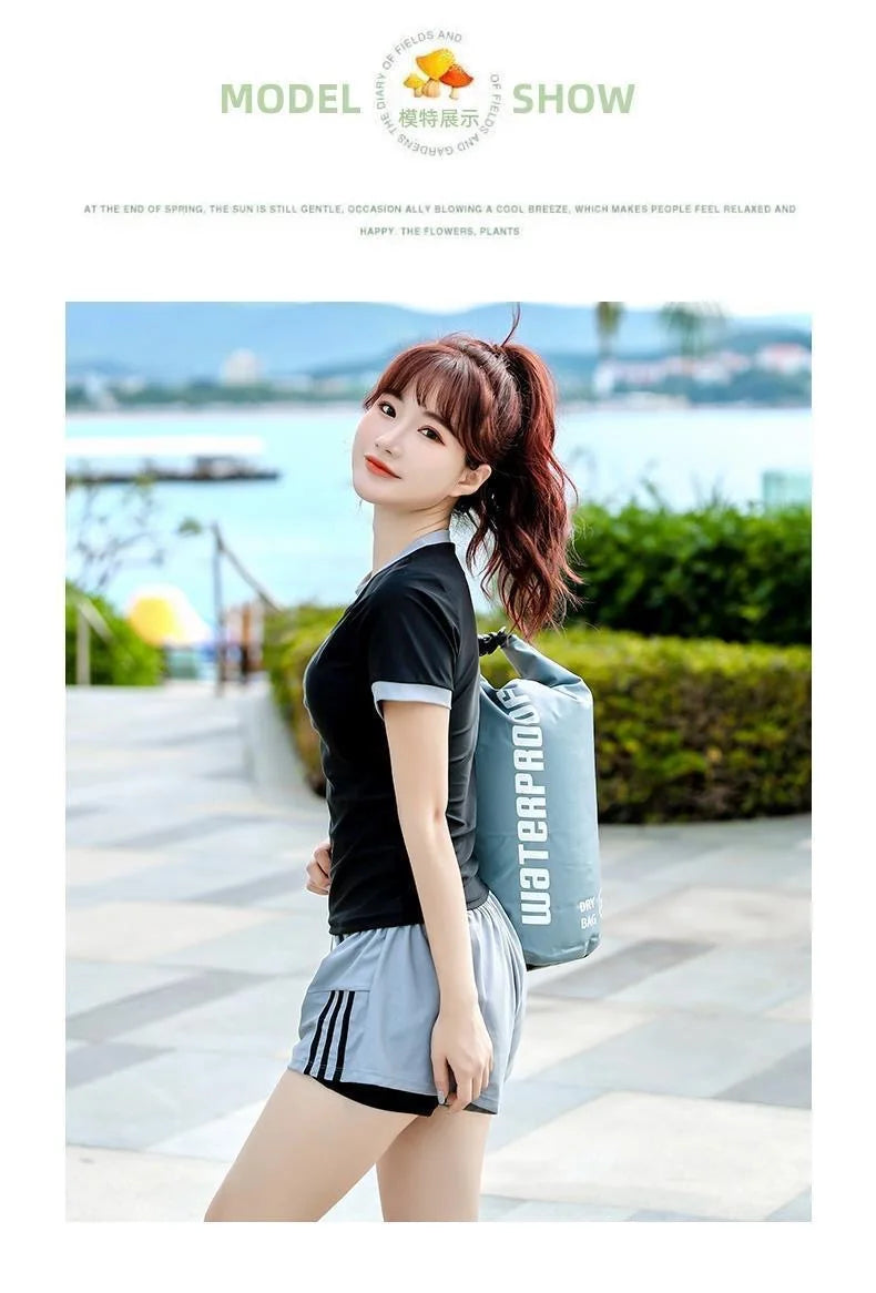 Split Swimsuit Women's Short Sleeved Conservative Cover Belly Slimming Professional Sports Sexy Hot Spring Two-piece Swimsuit