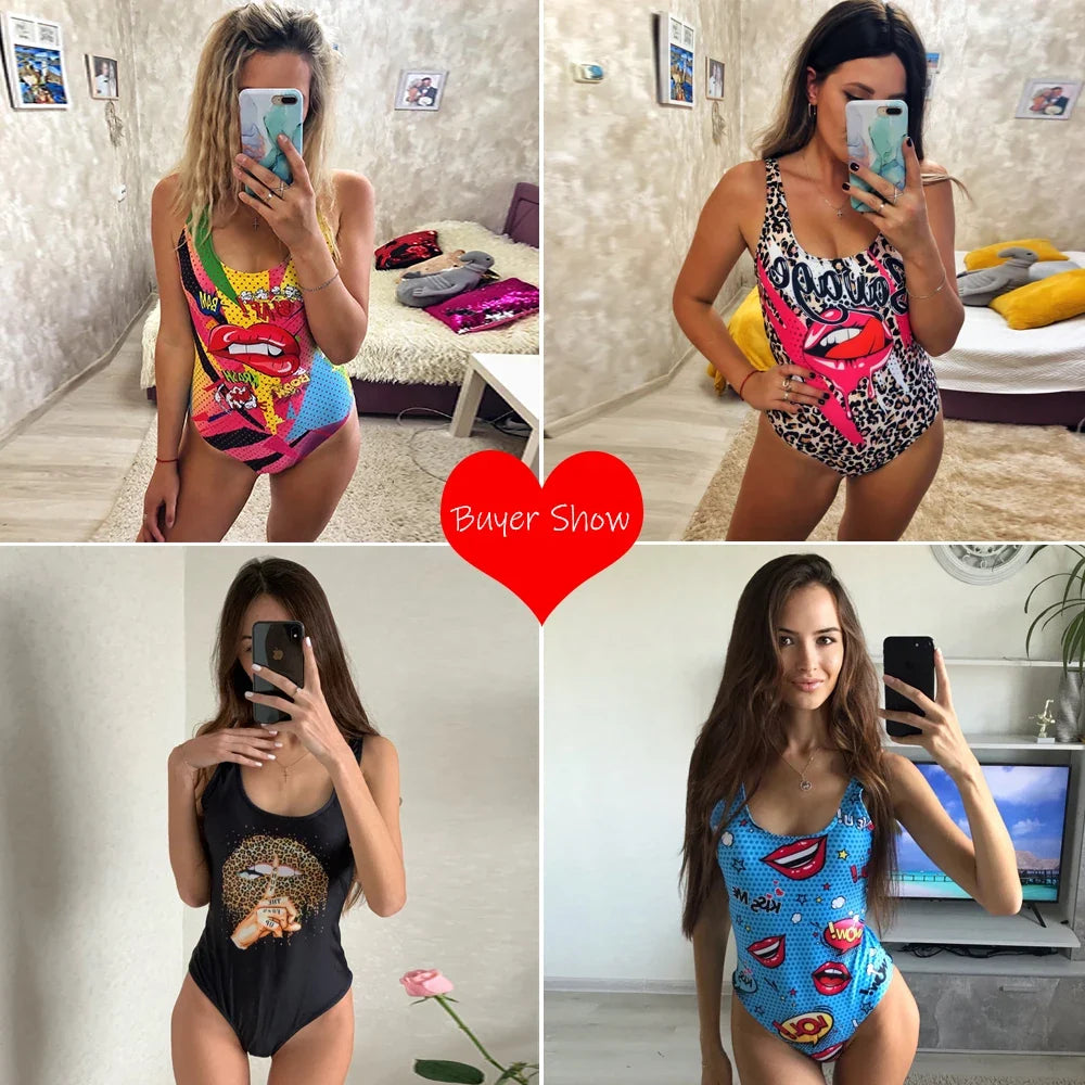 One Piece Swimsuit Women Swimwear Push Up Monokini Sexy Bodysuit Print Bathing Suit Female Beachwear Backless Swim Wear Beach