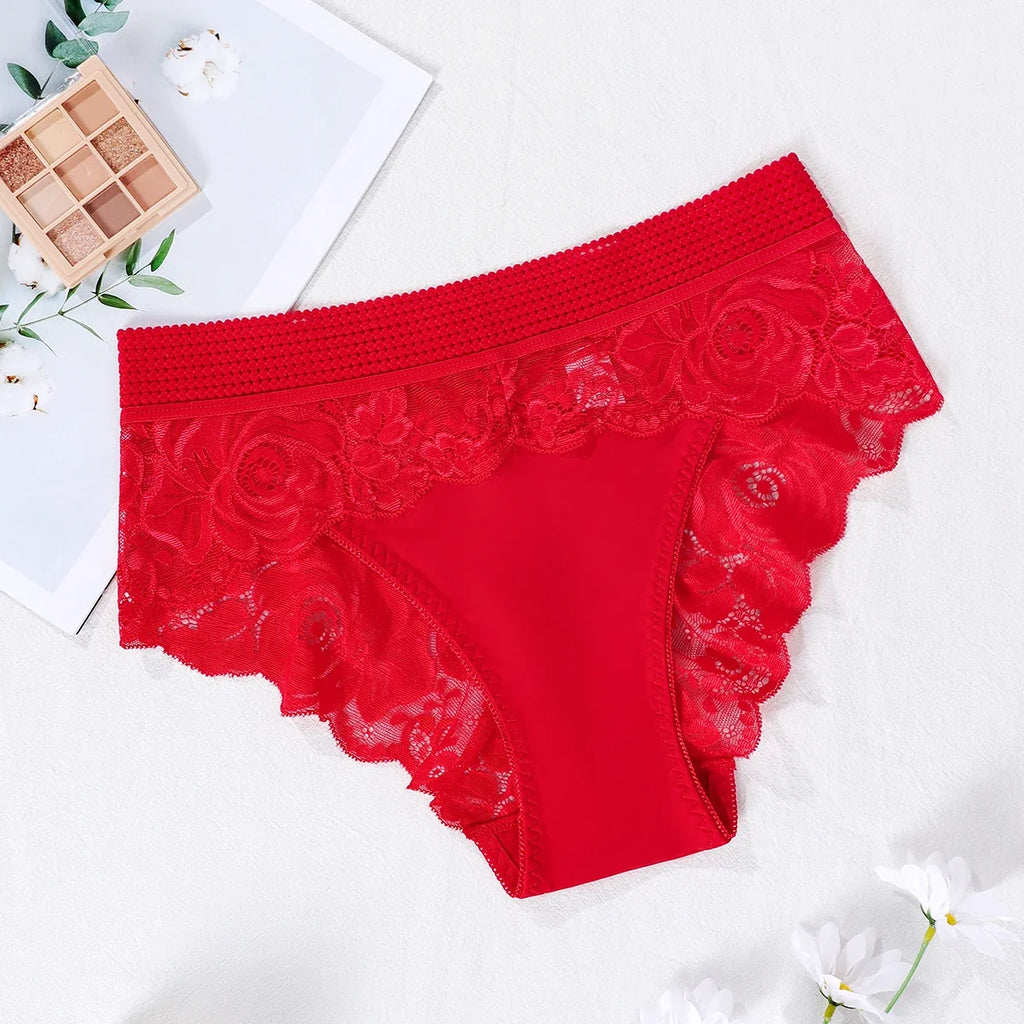 3pcs/pack Low Waist Floral Women's Panties Sexy Elegant Lady Briefs Underwear Fashion Style Breathable Comfort Female Underpants