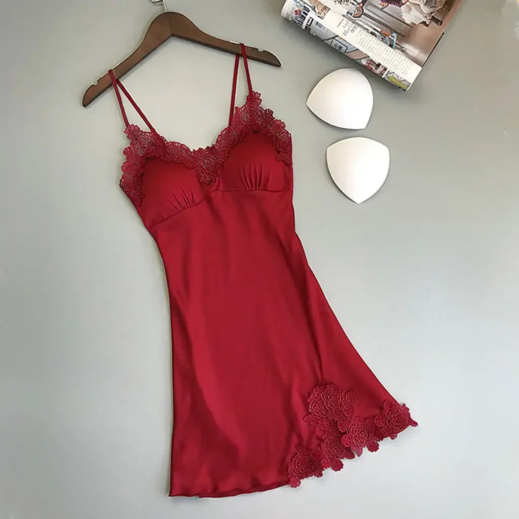 Sexy Pajamas Women's Silk Suspender Nightdress Ladies Spring And Summer Ice Silk Thin Halter Home Service Satin Night Dresses