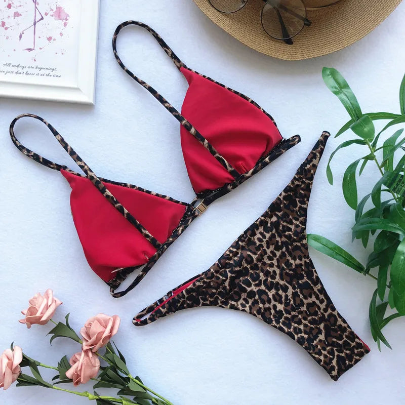 XS - L Leopard Mini Micro Thong Bikini Women Swimsuit Female Swimwear Two Pieces Bikini Set Brazilian Bather Bathing Suit Swim