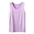 Women Bottoming Vest Sleeveless Ice Silk Seamless Stretchy Round Neck Dry Dry Cooling Camisole Summer Office Vacation Basic Top