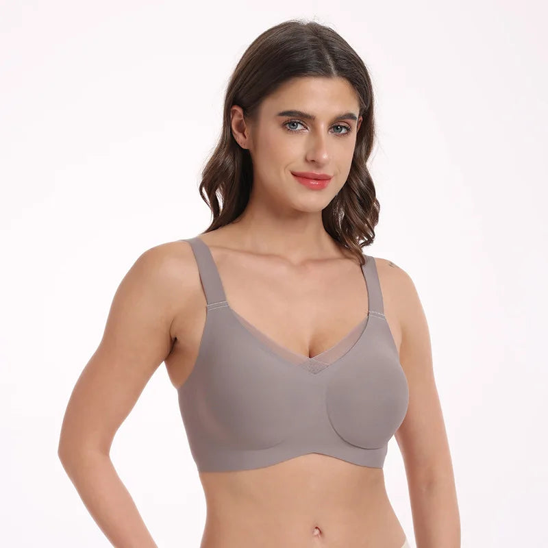Women's Wire-Free Seamless Bra Full Cup Thin Molded Cup Beautiful and Comfortable Underwear Plus Up