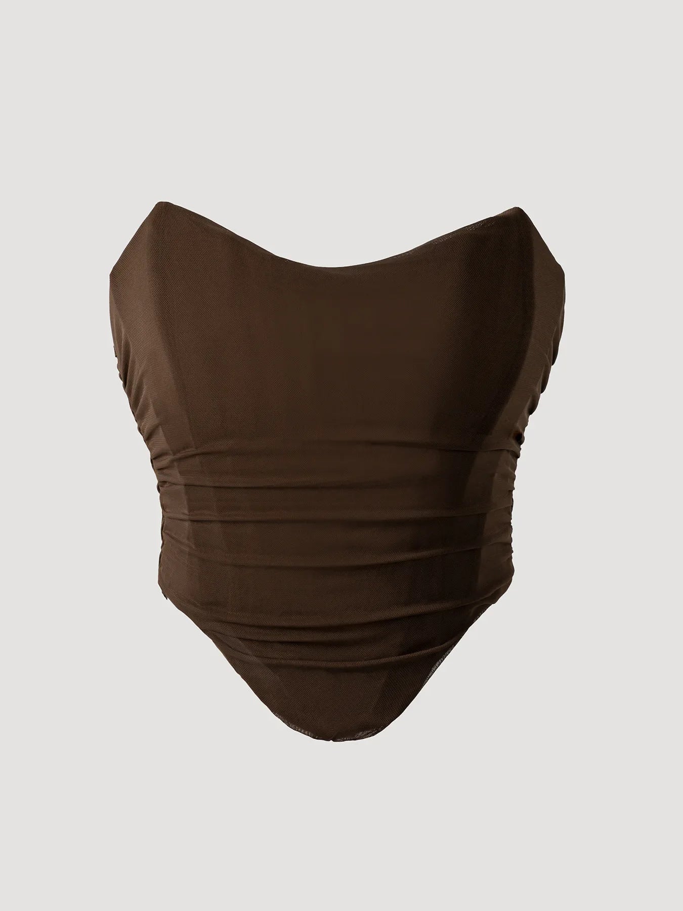 Brown Shaping Fishbone Tube Top Women's Vest Sexy High Waist Slim Fit Fashion Non-Slip Strip Zipper Bustier Bra Solid Color 2C92
