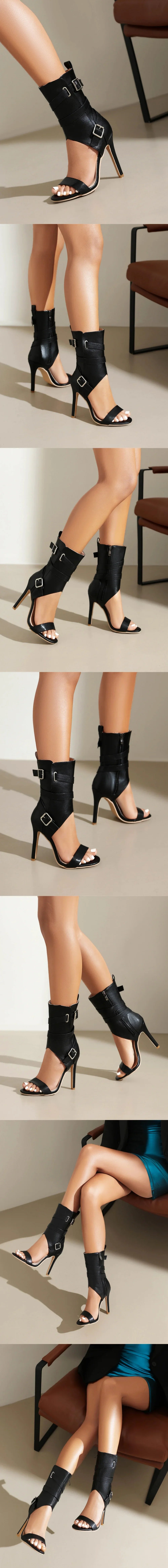 Plus Size 48 Sexy Red Thin High Heels Party Sandals Women Black Dancing Shoes Stilettos Summer White Ankle Booties