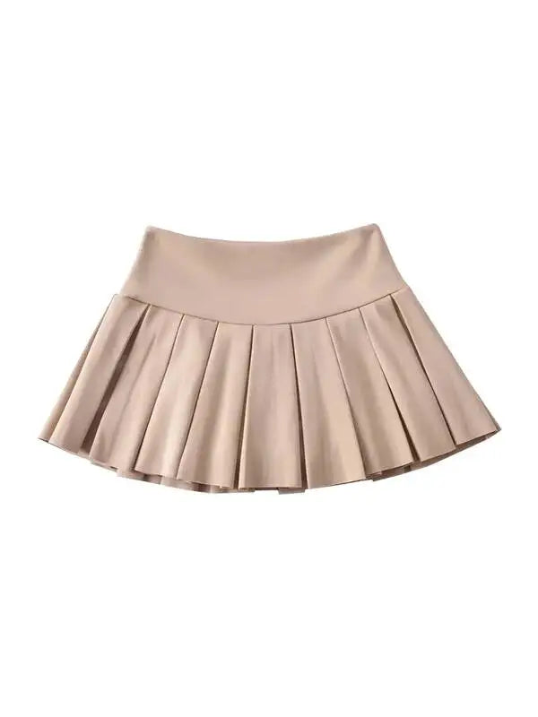 WOMENGAGA Fahsion Women Skorts Spicy Girl Sexy High Waist SlimA-LINE Pleated Skirt Half Body Short Skirt Sweet Korean Style 8NDZ