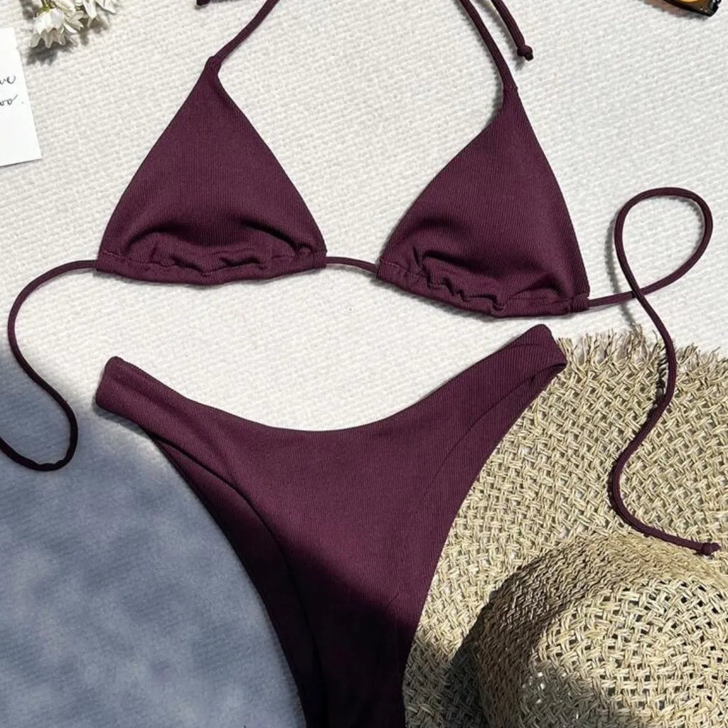 2026 New Micro Mini Black Solid Color Swimwear Women Bikini Set Sexy Biquini Bathing Suit Swimsuit Bandage Swim Suit Brazilian