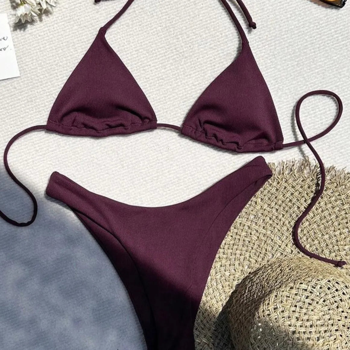 2026 New Micro Mini Black Solid Color Swimwear Women Bikini Set Sexy Biquini Bathing Suit Swimsuit Bandage Swim Suit Brazilian