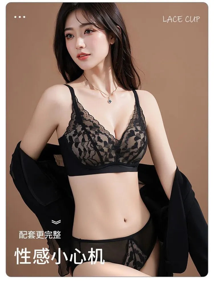 Japanese Sexy Lace Bralette Wireless Bra for Small Chest, Push Up, Side Coverage, Fights Sagging, New Trendy MOYISU Sexy Tushy B