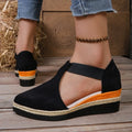 Women Closed Toe Wedge Sandals Summer Fashion Solid Color Pointed Elastic Band Elegant Comfortable Sandals for Women