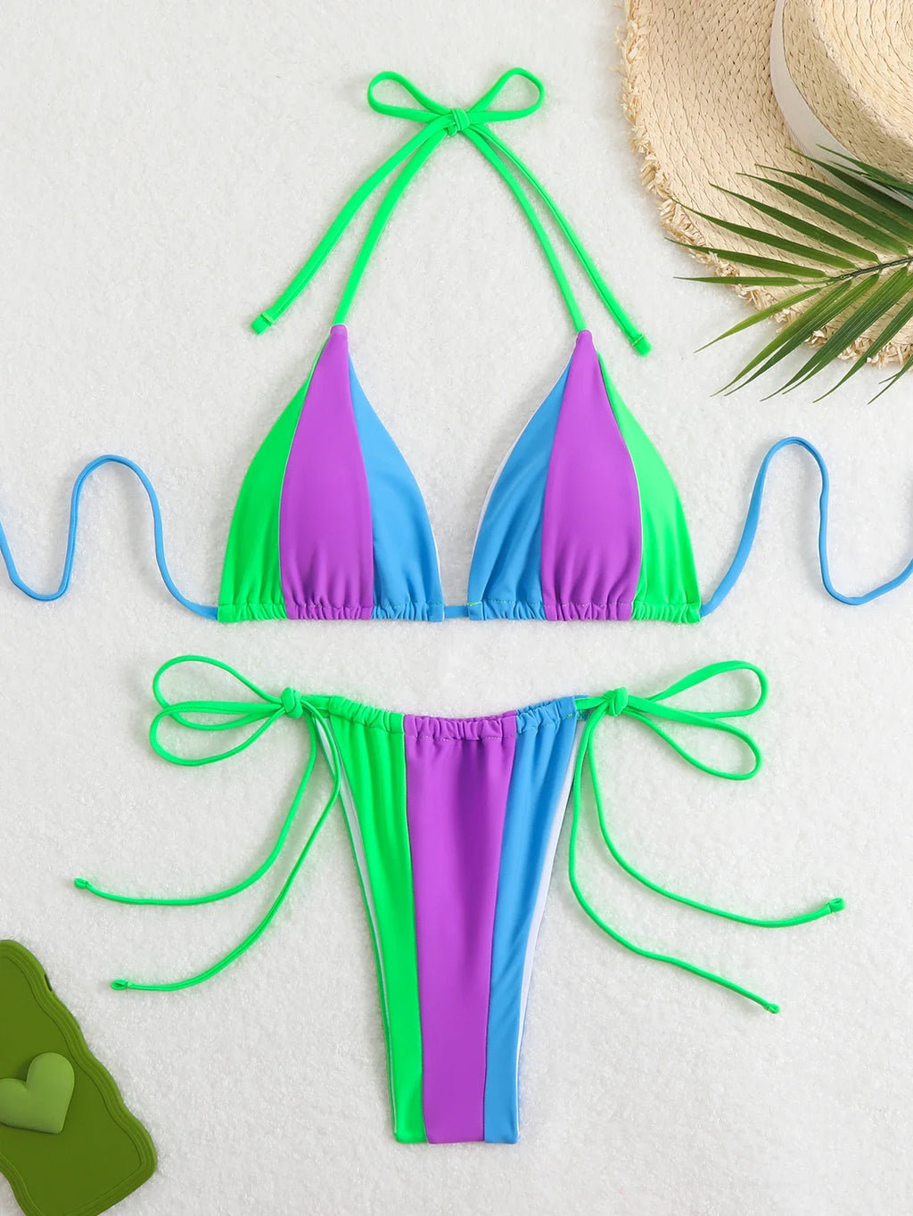 2026 Halter Triangle Bikinis Printed Swimsuit Women Sexy String Swimwear Female Bathers Swimming Bathing Swimming Swim Suit