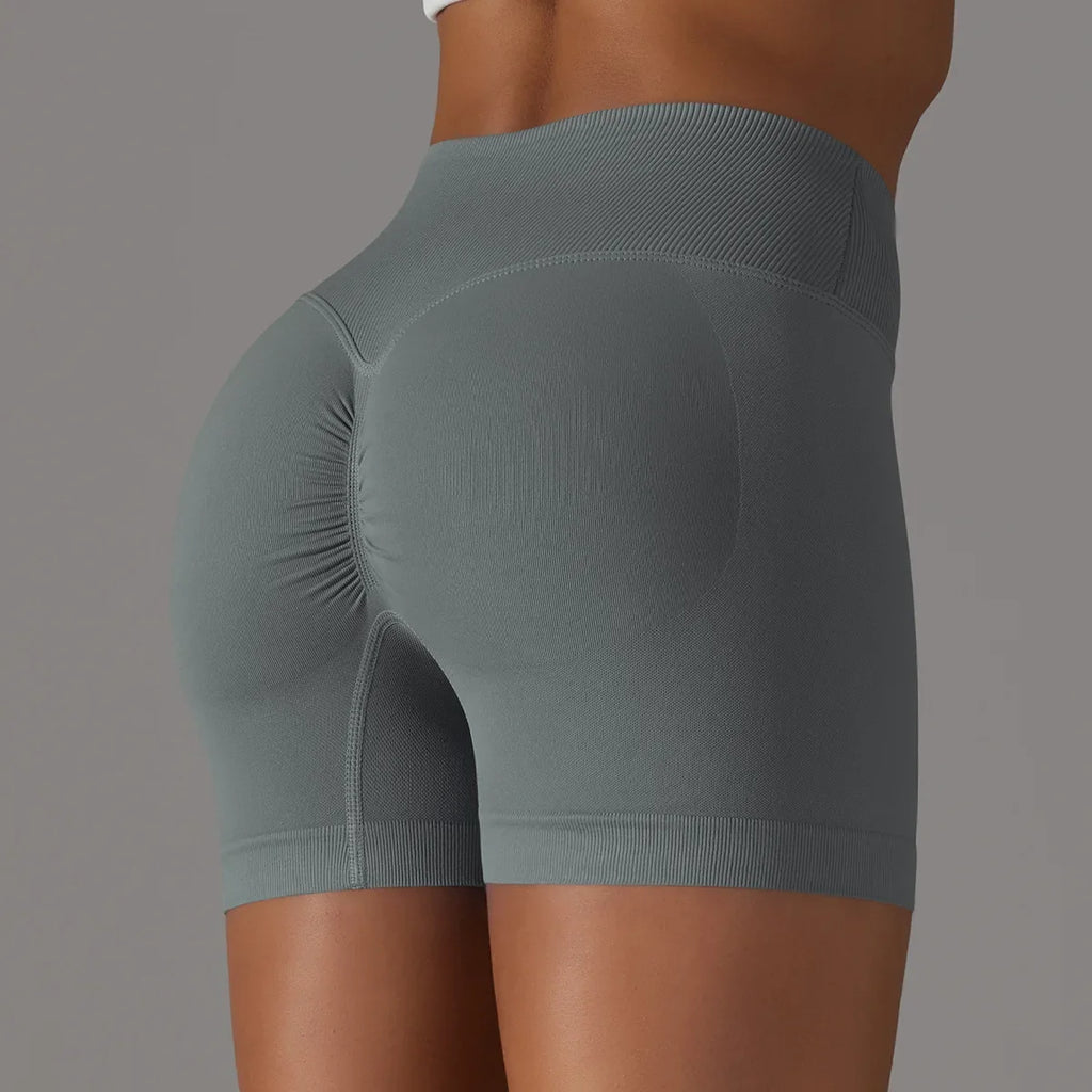 Summer V-waist peach hip lifting tight fitting three part pants, high waist yoga shorts, running speed drying seamless yoga pant