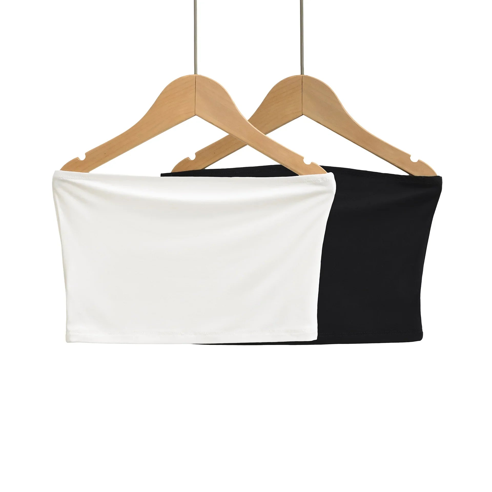 Sleek Seamless Crop Tops For Women Smooth Stretch Straight Neckline Classic Black And White For Summer Casual Daily Wear 72UE