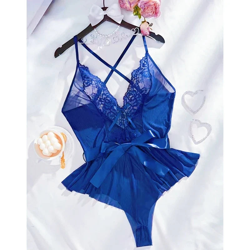 Lenceria Bra Set Transparent Erotic Hot Sexy Costume Open Bra Women's Intimates Chemise Lingerie Underwear Set Sex Bodysuits