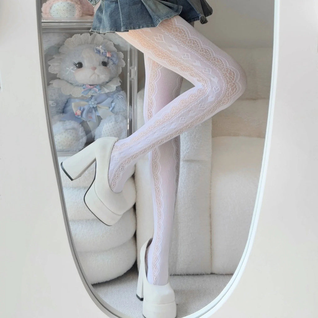 Women Y2K Lace Tights Stocking Elastic Fishnet Tights Pantyhose for Dress Date Club Cosplay Leggings Party Streetwear