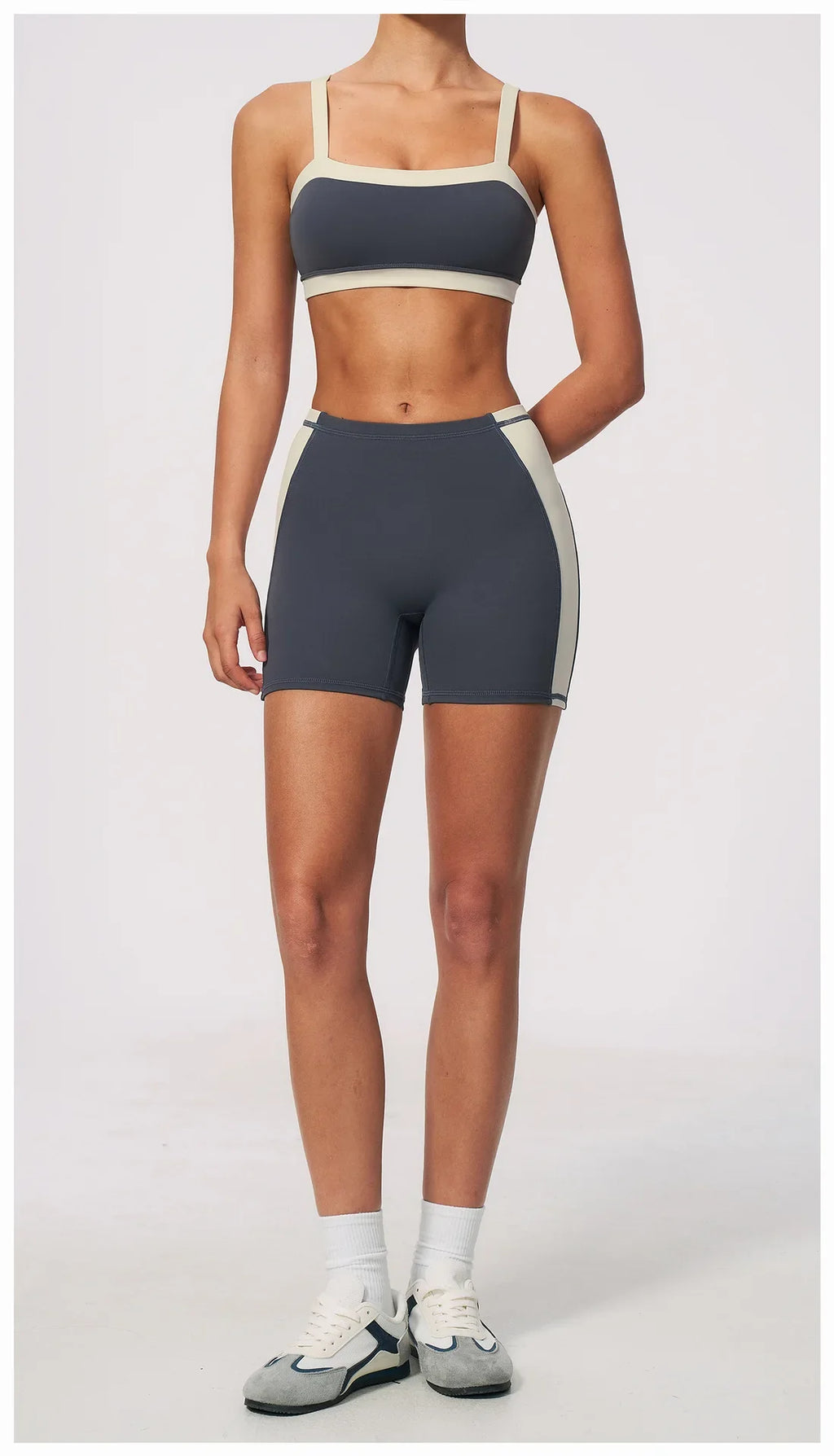 Summer Color Blocking Yoga Suit Women Shockproof Slim Sports Bra High Waist Hip Lift Shorts Gym Running Fitness Sets Tracksuit