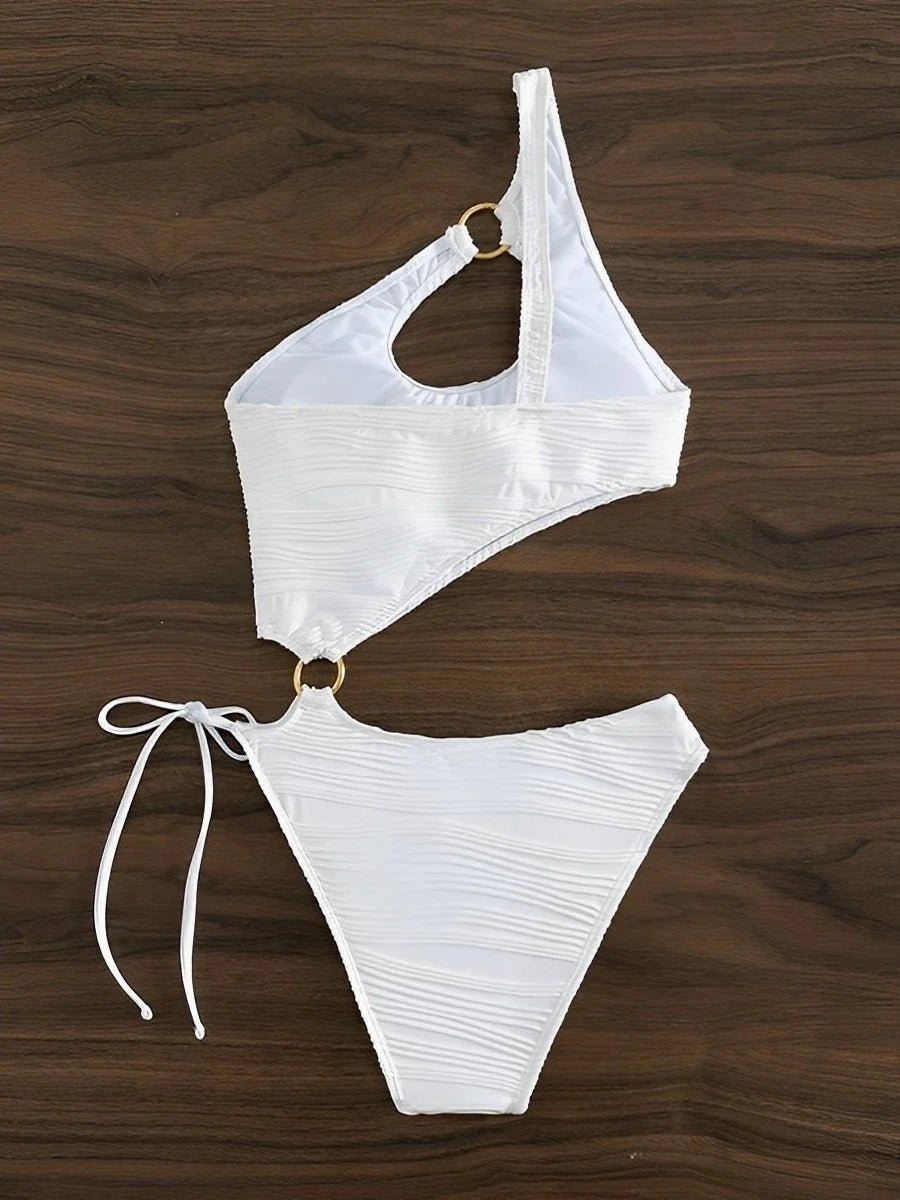 2026 One Shoulder Hollow Bodysuit One Piece Swimsuit Sexy Swimwear Women Bathing Suit Female Swimming Summer Beachwear Bodysuit