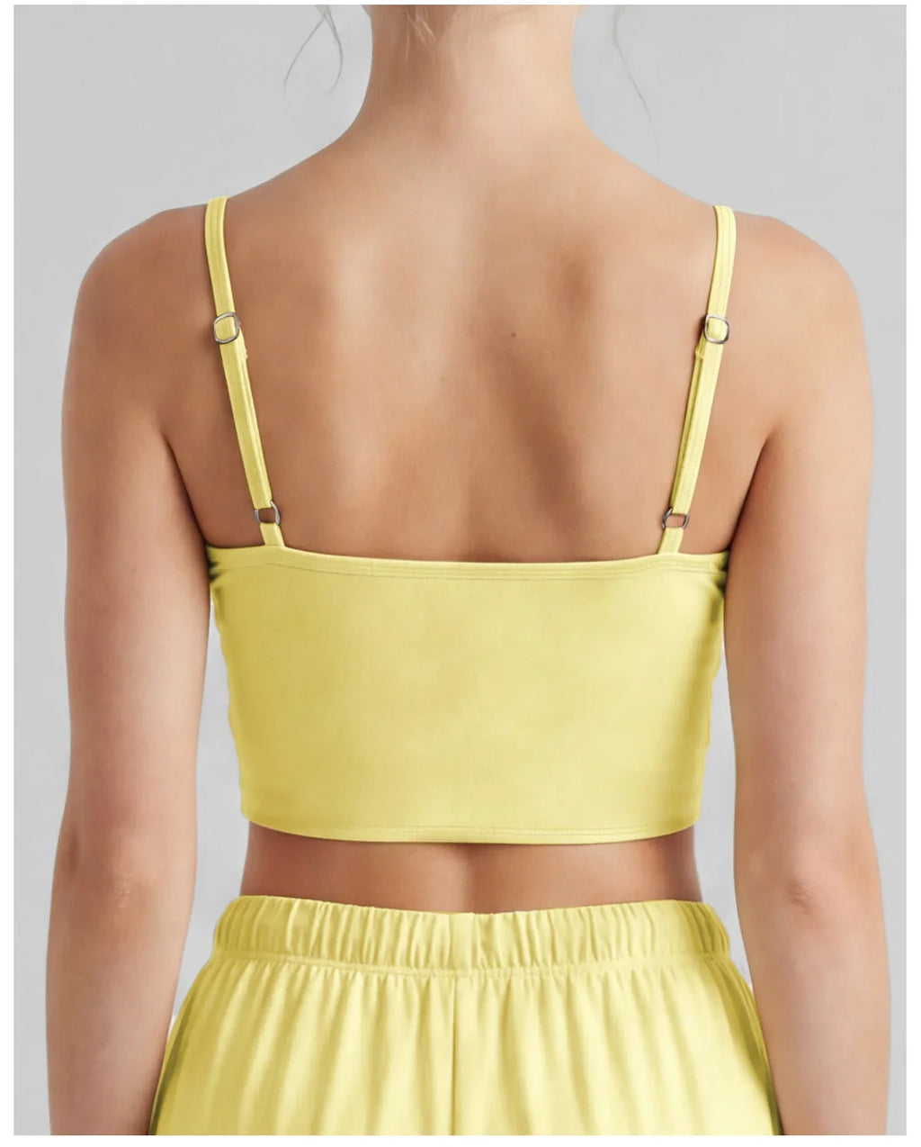 Color-block Fake Two-piece Yoga T Shirts Women Thin Straps Bow Padded Slim Sports Camisole Gym Running Training Fitness Tank Top