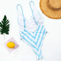 2025 Sexy Backless Striped Women Swimwear One Piece Swimsuit Female monokini High cut Trikini V Neck Bathing Suit Swim Bodysuit