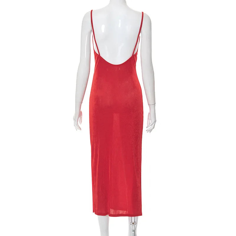 Elegant Sexy Evening Party Dress for Women 2022 New Midi Long Bodycon Slip Dresses Summer Thigh Split Vestidos De Fiesta