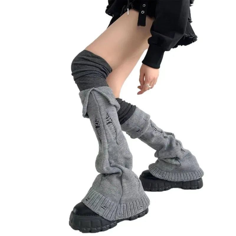 New Japanese Lolita Sweet Girl Leg Warmer Knit Socks Wool Ball Knitted Foot Cover Women Autumn Winter Heap Heap Socks