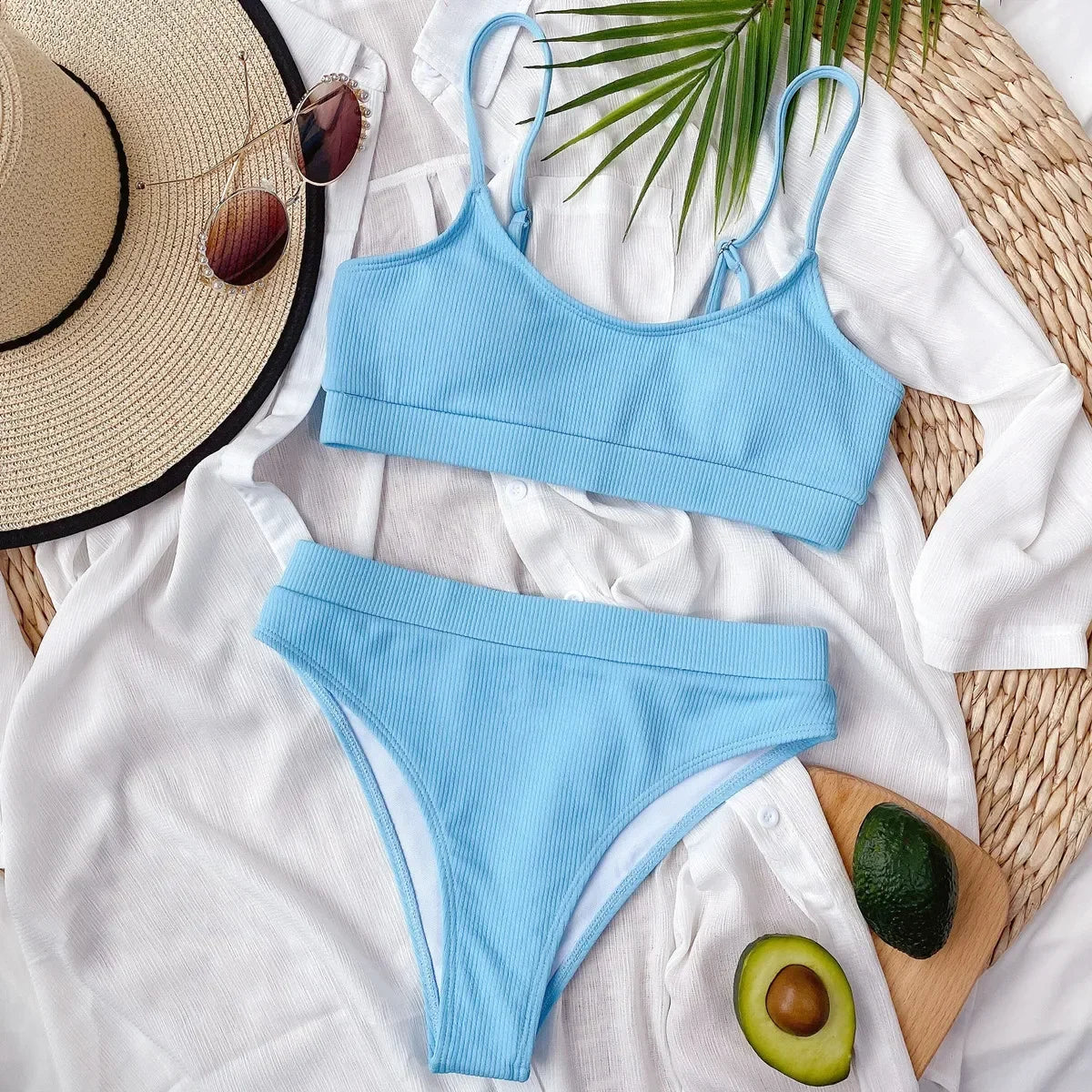 8 Colors Sexy Bikini Women Push Up Swimwear Swimsuit High Waist Solid Bikinis Set Bathing Suit Beach Bikini Female Bikinis Mujer