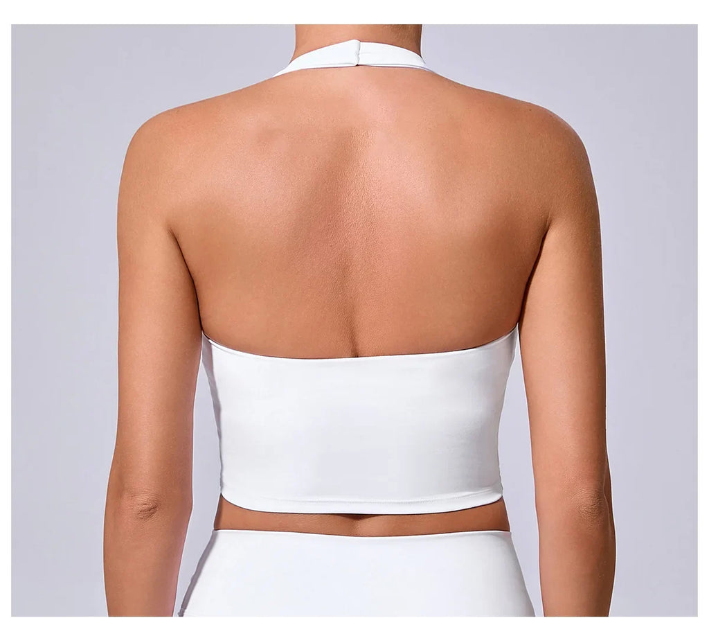 Hanging Neck Yoga Sports Bra Women Breathable Shock Proof Gym Workout Fitness Push Up Top Yoga Running Sportswear Vest Sexy Bra