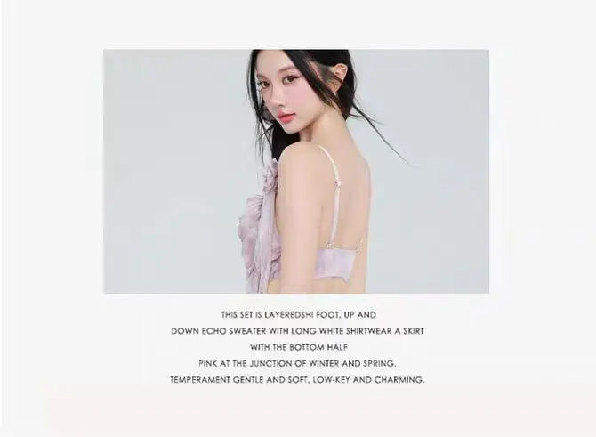Swimsuit Women's Two-piece Fairy Style Sexy Hot Spring Skirt Style Three-dimensional Flower Ribbon Swimsuit