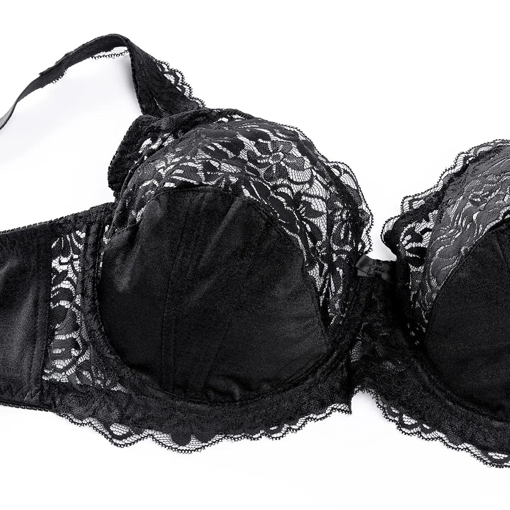 Plus Size E F G H I Cup Womens Bra Lace Brassiere Support Underwire Mesh Thin Large Adjusted-straps BH