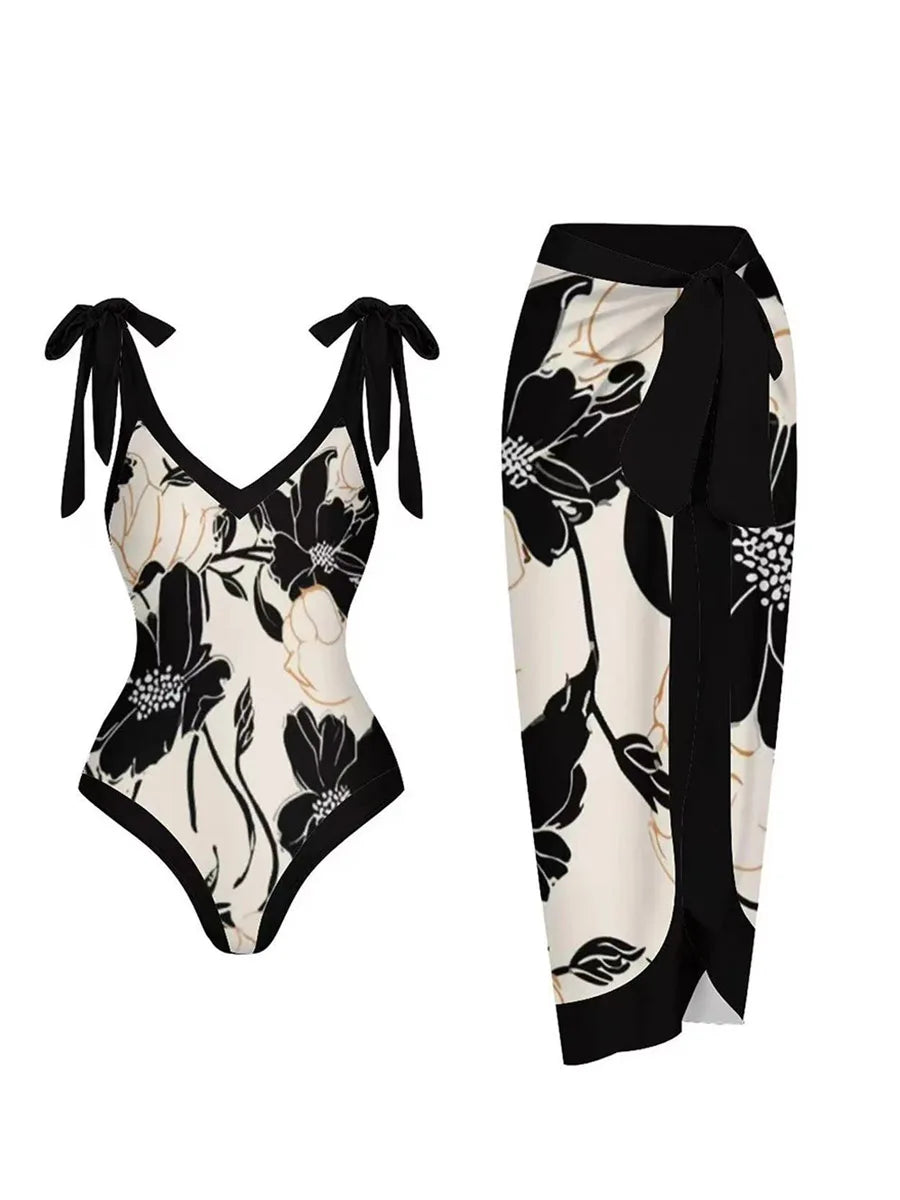 2026 String One Piece Swimsuit & Vent Skirt Padded Sexy Swimwear Women Bathing Suit Female Swimming Summer Beachwear Bodysuit
