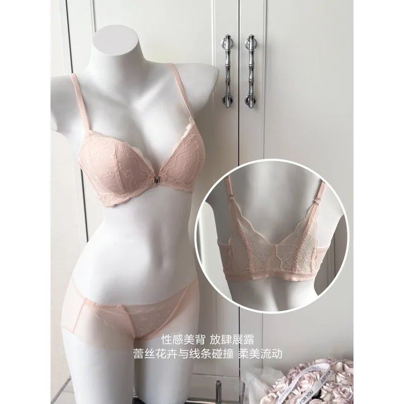 Summer Hot Sale! Front Closure Compression Bra for Small Bust - Sexy Lace Back Push Up Bralette, Lightweight Invisible Comfort