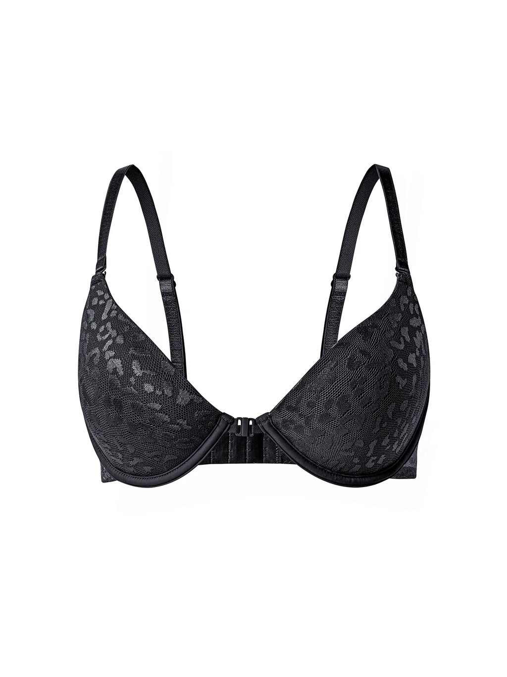 Women's Sexy Front Closure Push Up Bra Seamless Smooth Bra with underwire Makes Chest Look Smaller Lingerie beige