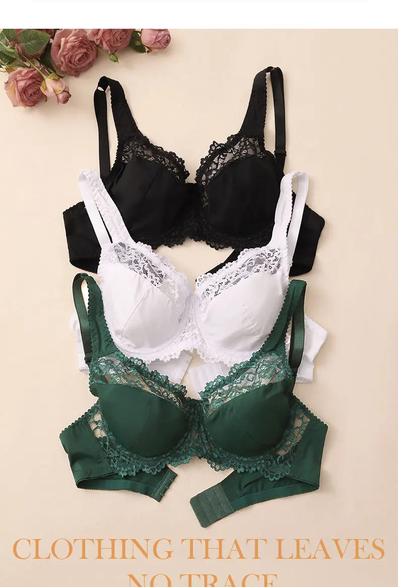Elegant Womens Lace Bra Hollow Out Design Underwire Support Sexy Lingerie BH Tops Underwear  Plus Size A B C D E Cup