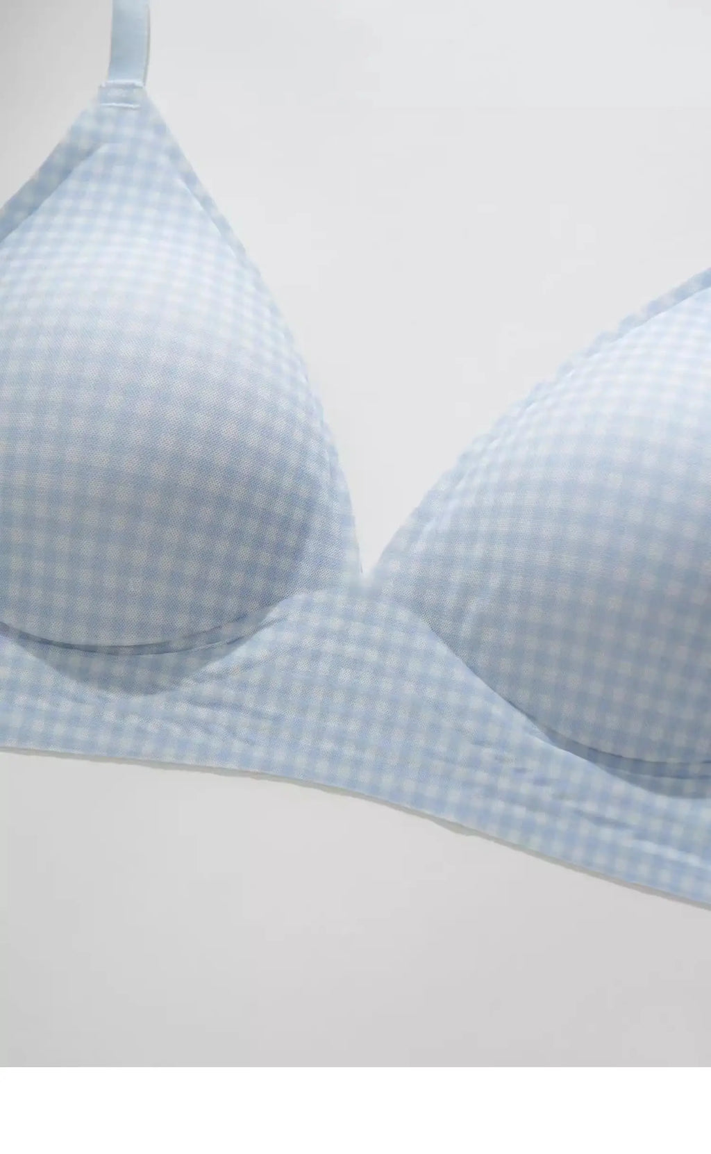 Japanese Checkered Crop Top Bra Small Bust Anti-Sagging Wirefree Pure Cotton Bralette Beachwear Light Support Set S-XL AU MOYISU