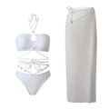 3 Pieces Halter Bikini 2026 & Beach Dress Bandage Swimsuit Women Sexy Swimwear Female Bather Swimming Bathing Swimming Swim Suit